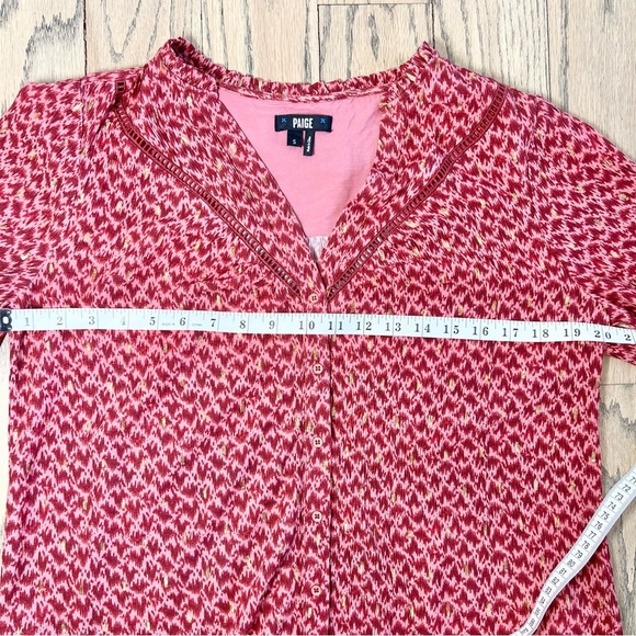 PAIGE Women's Doris Three Quarter Button Front V-Neckline in Papaya Size Small - Picture 13 of 16